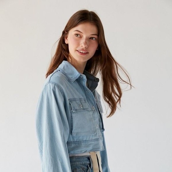 Bdg Jackets \u0026 Coats | Uo Bdg Jules Puff Sleeve Cropped Jacket | Color: Blue | Size: S | Maenesss's Closet